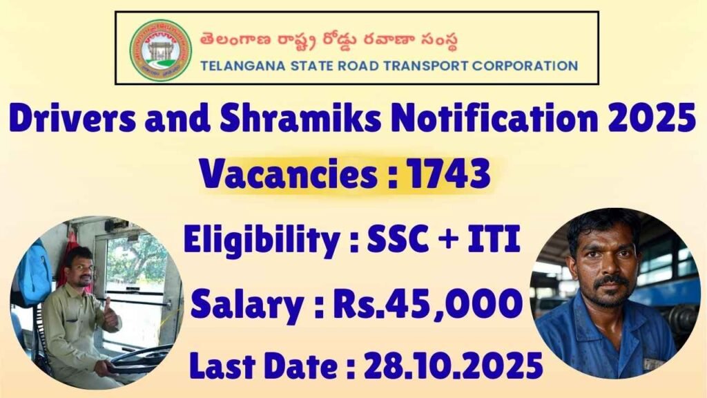 TGSRTC Drivers and Shramiks Notification 2025